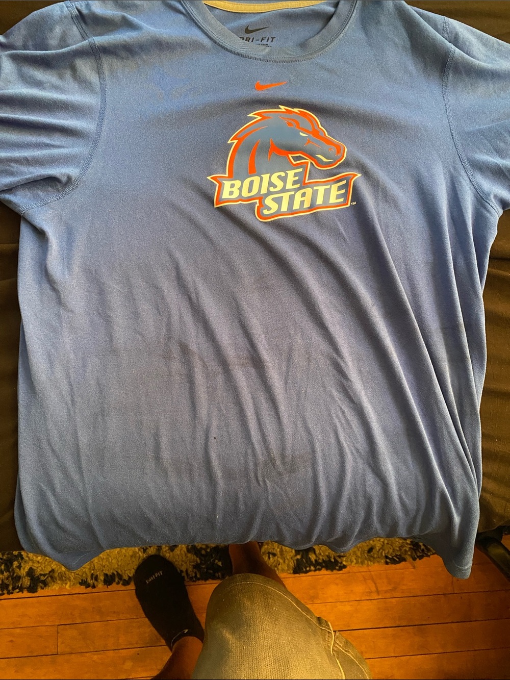 Nike Light Blue Boise State Logo Short Sleeve Dri-FIT Tee